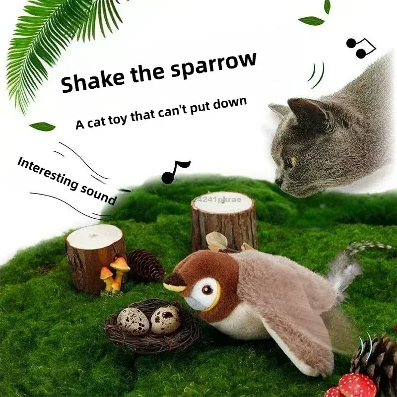 Juguete Interactivo para Gatos, Pájaro Volador Recargable con Sonido y Movimiento (sin volar), con Catnip, Juguete de Peluche Activado por Tacto, paso 3