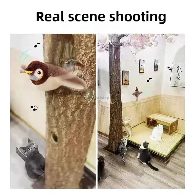 Juguete Interactivo para Gatos, Pájaro Volador Recargable con Sonido y Movimiento (sin volar), con Catnip, Juguete de Peluche Activado por Tacto, imagen 6