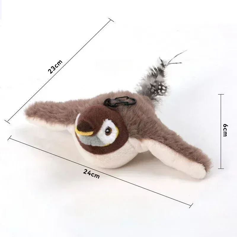 Juguete Interactivo para Gatos, Pájaro Volador Recargable con Sonido y Movimiento (sin volar), con Catnip, Juguete de Peluche Activado por Tacto, imagen 7